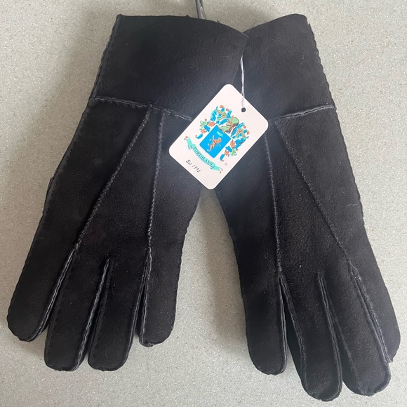 Portolano Black Suede Gloves womens sz L NWT - Picture 2 of 6